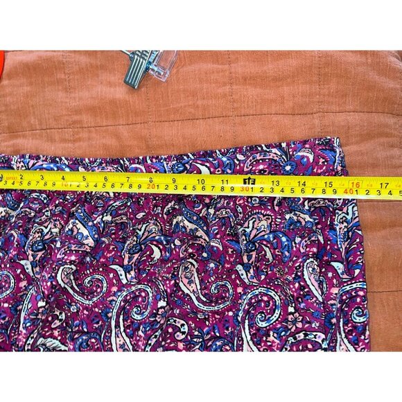 Nanette Lepore Purple & Blue Asymmetrical Paisley Cotton Blend Women's Skirt L - Picture 8 of 10